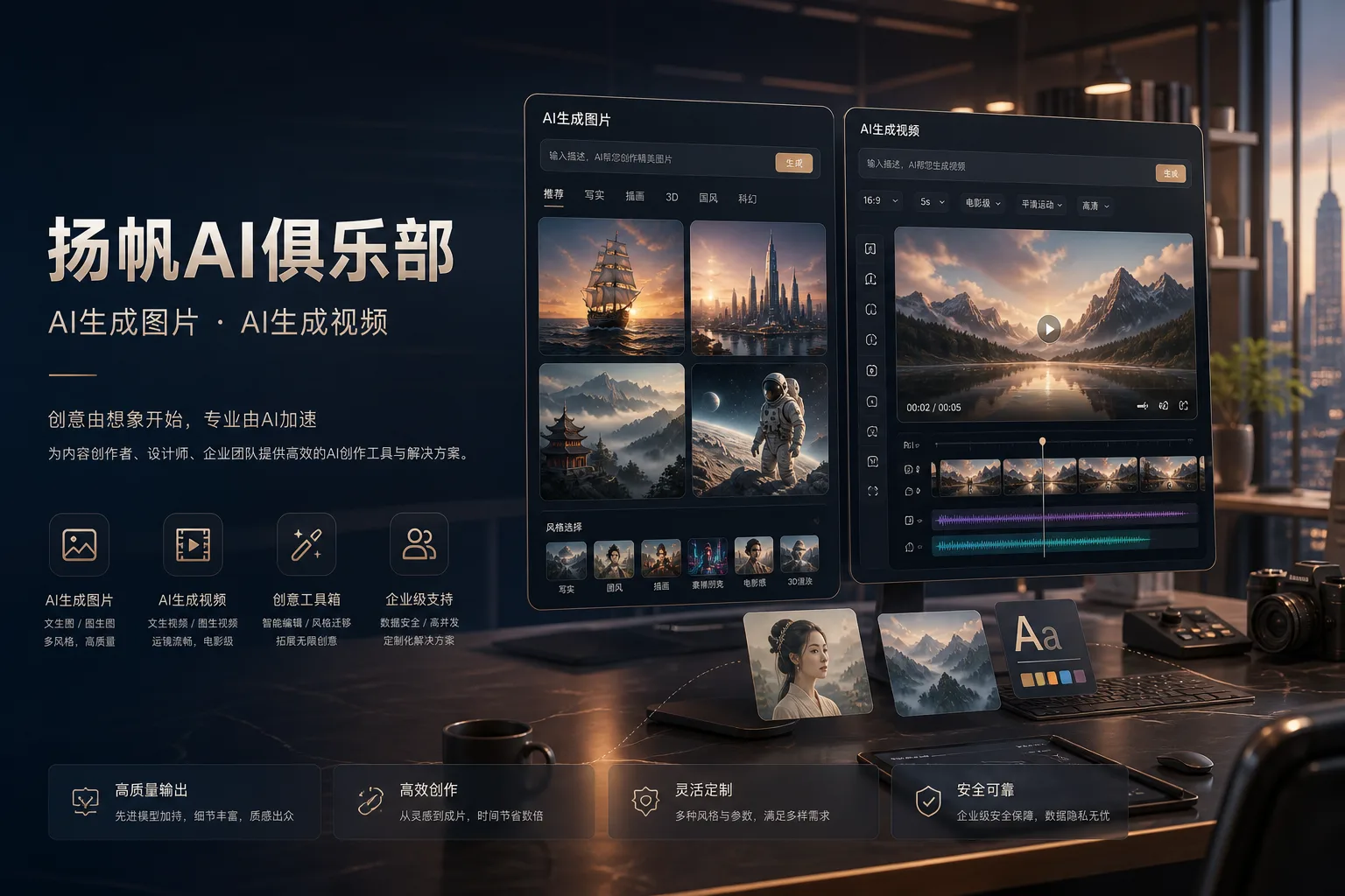 扬帆AI俱乐部 AI 创意平台主视觉